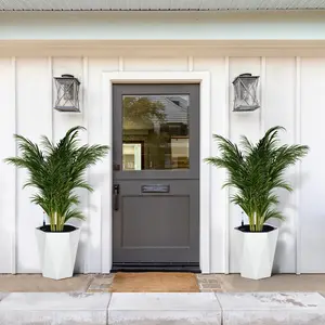 16 inch and 22.4 Inch Tall Planters Set of 2, Self Watering Planter with 2 Trays and a Water Level Monitor, Large Plastic Flower Pot with Inner Bucket and for Patio, Porch, Living Room