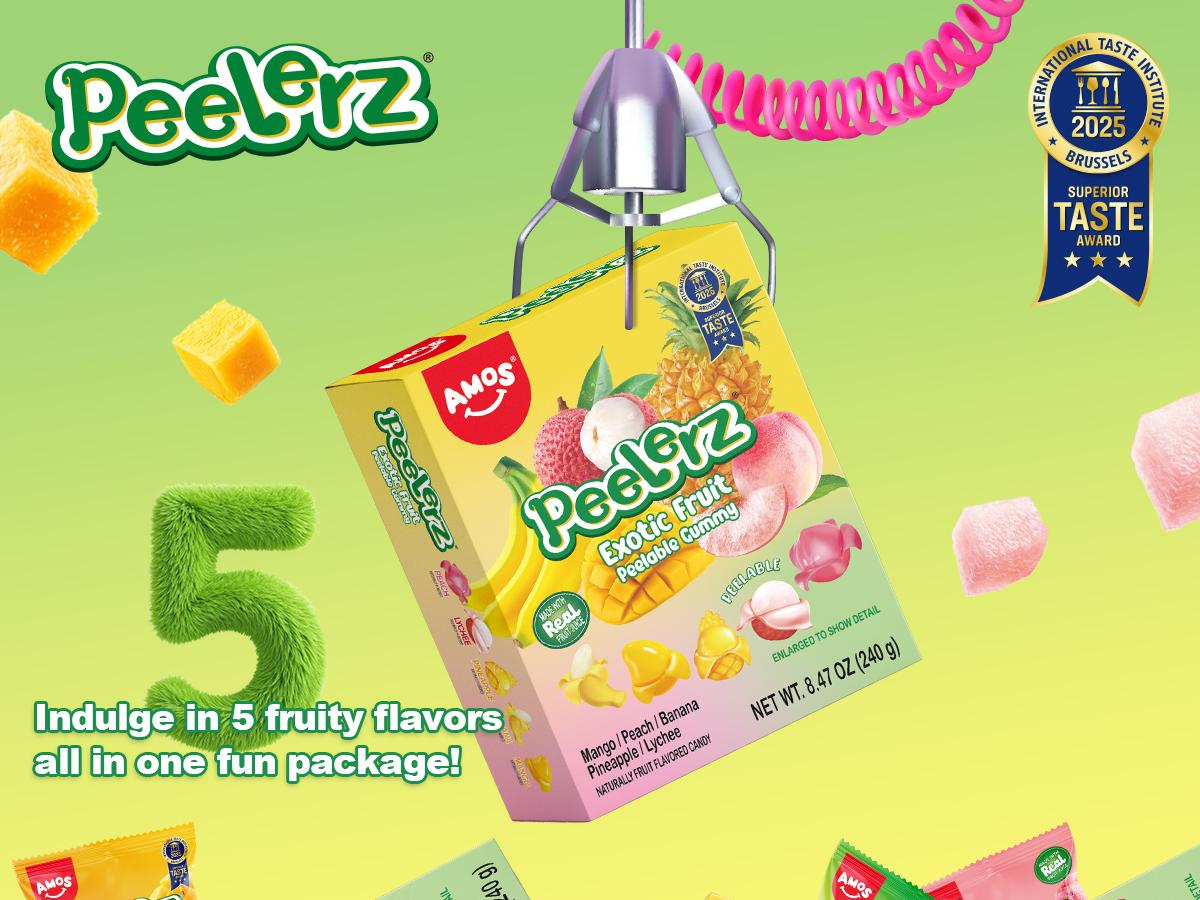 AMOS Peelerz Exotic Fruit Peelable Gummy Candy – 5 Fruit Flavors (Mango, Peach, Banana, Pineapple, Lychee),Berry Mix KIWI 8.47oz (240g), Individually Wrapped AMOS Peelerz Exotic Fruit Peelable Gummy Candy – 5 Fruit Flavors (Mango, Peach, Banana, Pineapple, Lychee),Berry Mix KIWI 8.47oz (240g), Individually Wrapped