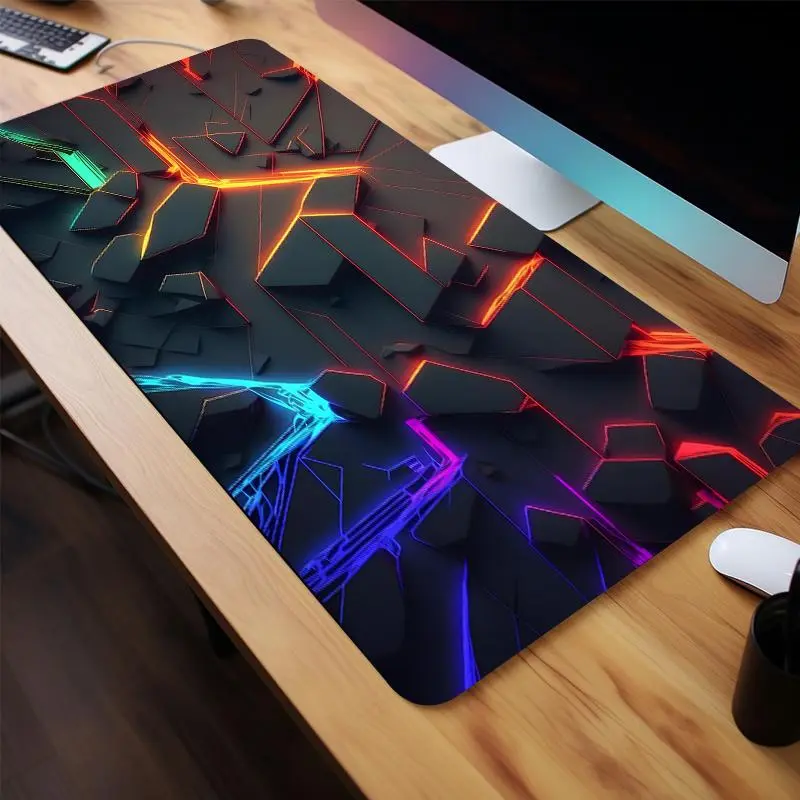 Technology Printing Neon Cool Pattern Large Gaming Mouse Pad, RGB Mouse Pad, 1 Count Non-slip Computer Mat, E-sports Office Keyboard Pad, Gift for Teen Boyfriend Girlfriend, Desk Accessory, Non Slip Mousepad