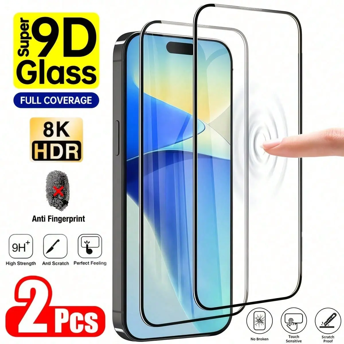 2-Pack HD Clear Tempered Glass Screen Protector for iPhone 17/17 Pro/17 Pro Max/17 Air/16/16 Plus/16 Pro/16 Pro Max/16E/X/XR/11/12/13/14/15 Series – Scratch & Impact Resistant with Oleophobic Coating for Smooth Touch