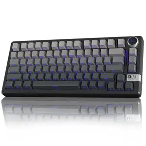 Solakaka Ki75 Aluminum Mechanical Wireless Gaming Keyboard, 75 Percent, Gasket Hot Swappable Switches, Side-Printed RGB Backlit Custom Keyboard with Knob Control , Tri-Mode 2.4GHz/USB-C/BT 5.0 for Office Computer PC Gaming Accessory dealsforyoudays