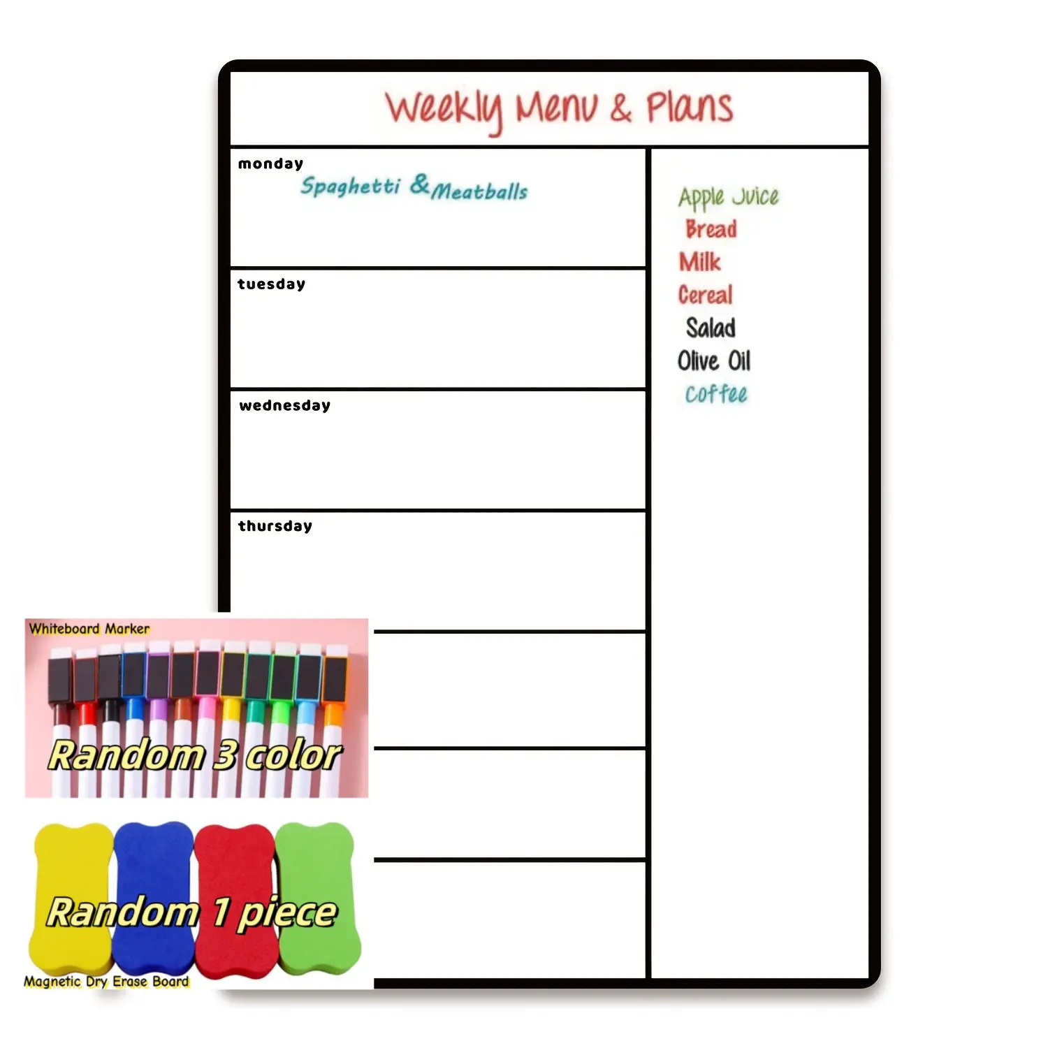 Weekly Plan Whiteboard, Magnetic Refrigerator Memo Pad, Dry Erase Calendar for Fridge, Calendar Planner, Ideal for To-Do Lists, Notes, Project Schedules, Household Chores, Events, Date Tracking