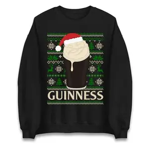 Funny Beer Drinking Christmas Jumper, Guinness Pint Xmas Sweatshirt,Novelty Top