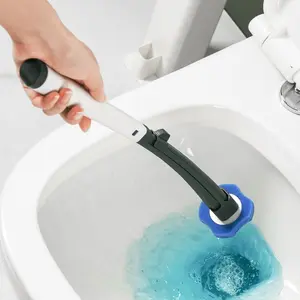 1pc 2 Colors Disposable Toilet Brush Set, Toilet Cleaning System, No-Drill Wall-Mounted Long Handle, Corner Cleaning Brush, One-Piece Bathroom Cleaner, Toilet Wand