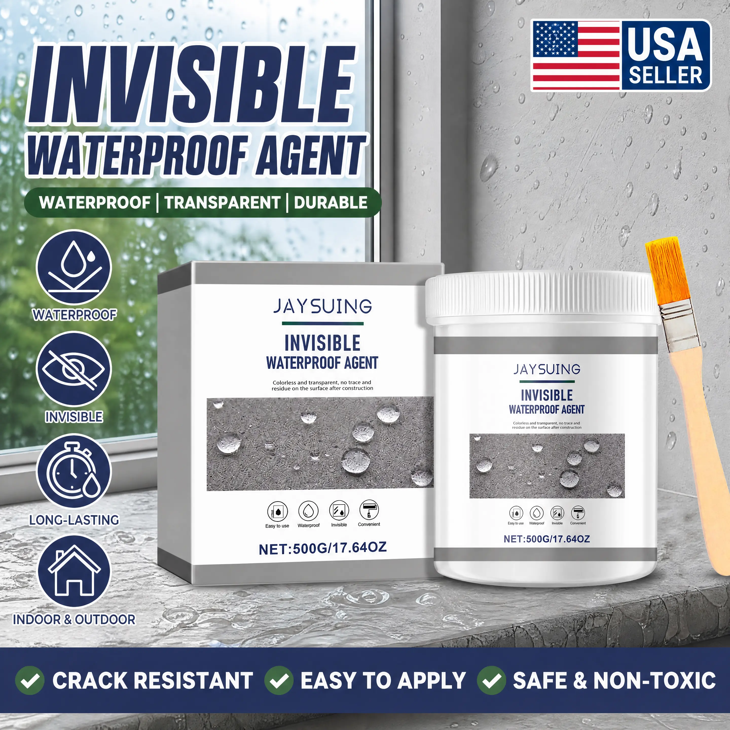 Clear Waterproof Sealant – Seals Leaks on Window Sills, Exterior Walls, Tiles & Bathrooms for Home Use