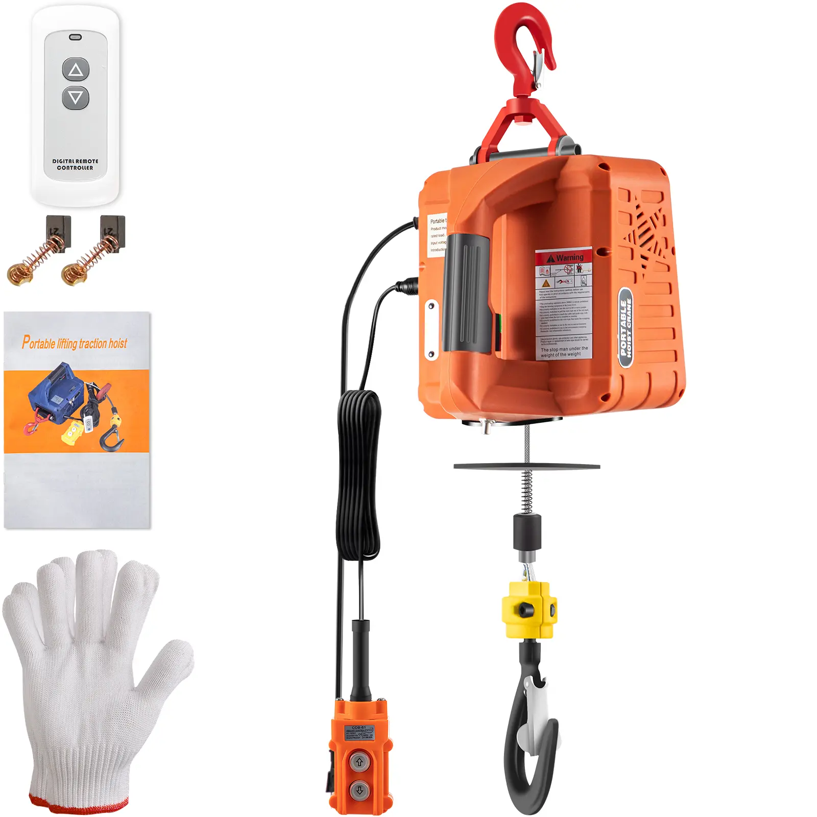 【summerfinds】VEVOR 3-in-1 Electric Hoist Winch, 1100lbs Portable Electric Winch, 110V Power Winch Crane, 25ft Lifting Height, with Wire, Wireless, Manual Remote Control, Overload Protection for Lifting Towing