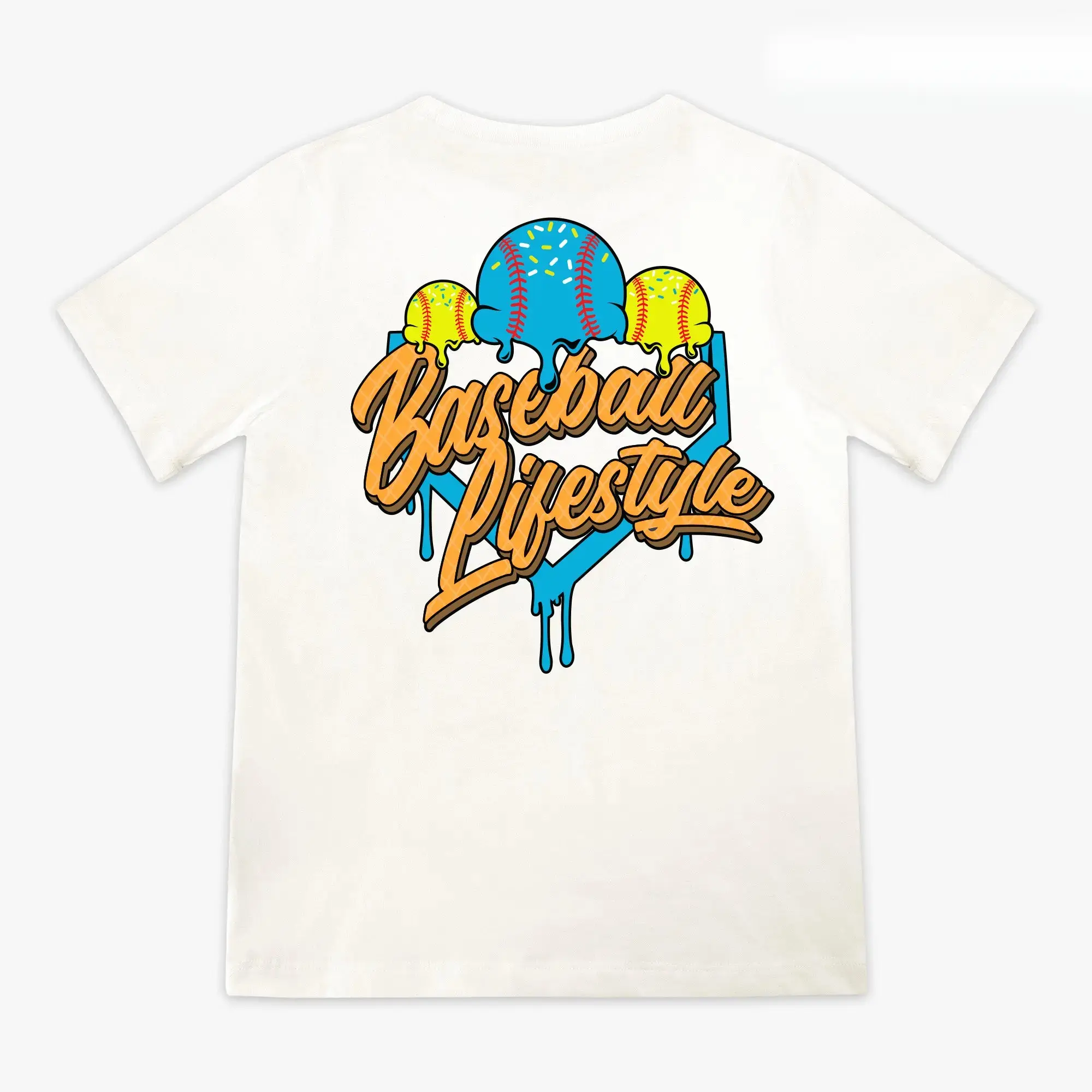 Unisex Casual Loose-Fit Short-Sleeve Sports Top - Soft Fabric Crew Neck Tshirt with Sweet Cotton Candy & Ice Cream Print, Conventional Cut for Daily Wear