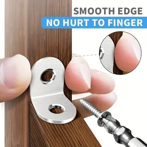 Heavy Duty 90 Pieces Set: Durable L-Shape Brackets (30) and Wood Cabinet Screws (60) for Shelves, Wooden Furniture, Cabinets, and Drawers