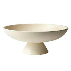 Modern Decorative Bowl – Large Shallow Centerpiece Tray for Fruit, Keys & Decor – Minimalist Footed Display Dish for Entryway, Dining Table, Kitchen or Coffee Table
