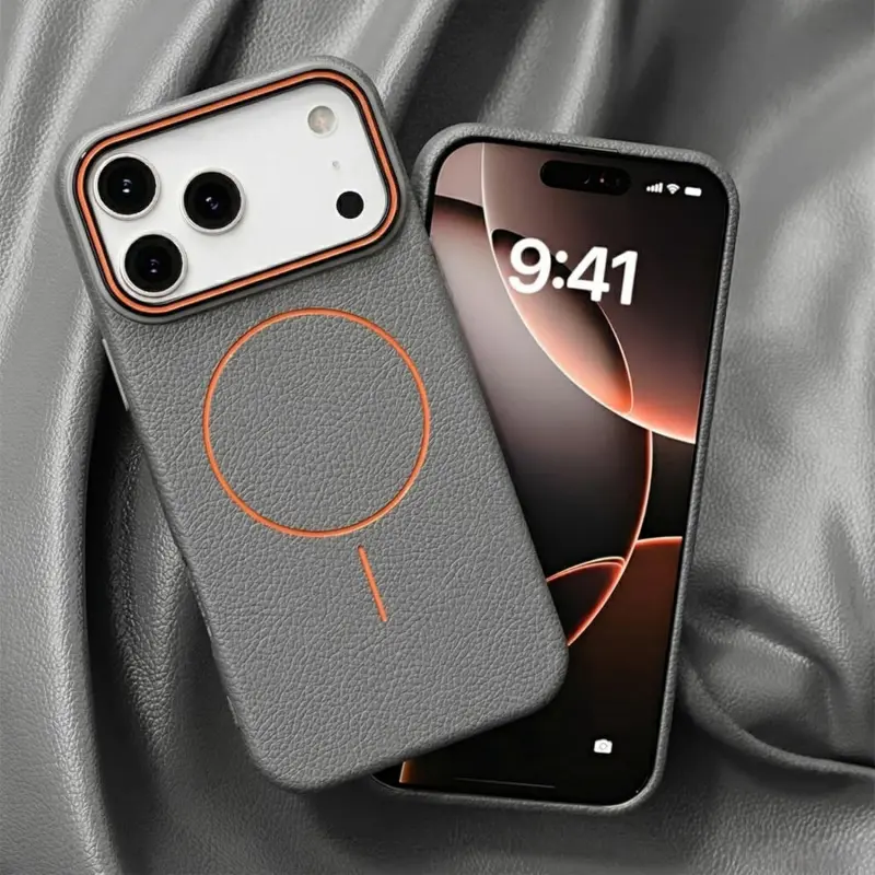 Magnetic Leather Smartphone Case for iPhone 17/16/15/14/13/12/11 Pro Max-Plus-Mini, Premium Fashion Magsafe-Compatible Cover for Handheld Cellphone Devices - Wireless Charging & Shockproof Protection, Casing, Accessories