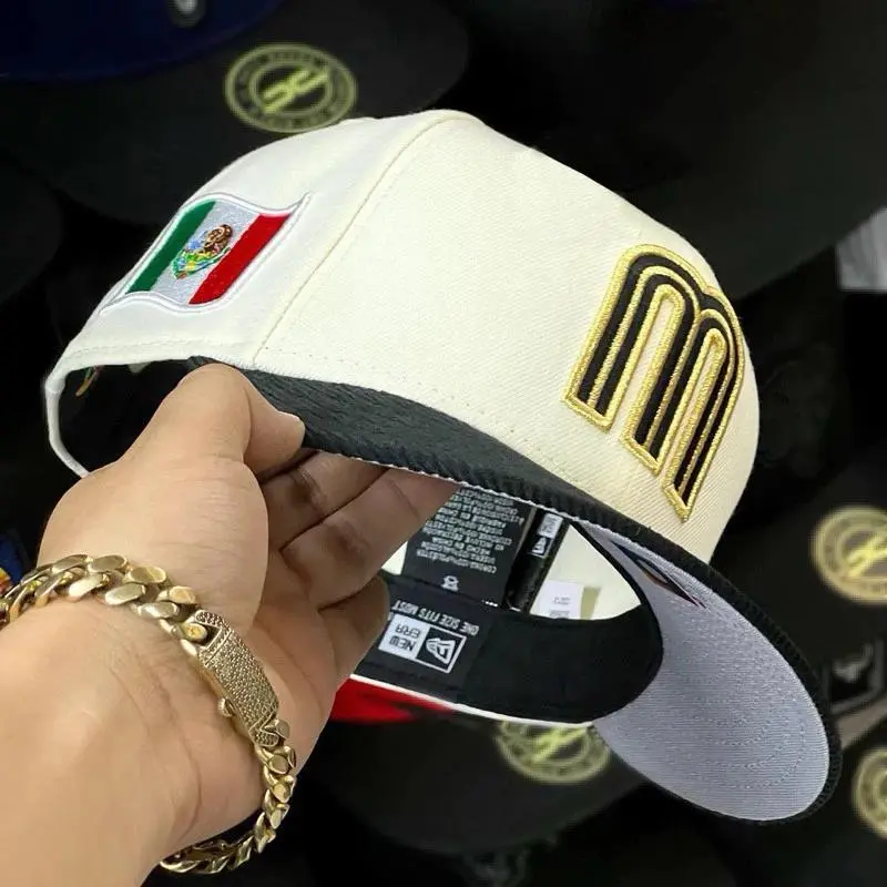 Mexico Embroidered Snapback Baseball Cap Adjustable Flat Brim Cotton Hat Patriotic Streetwear for Men Women