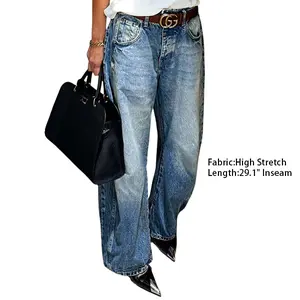 Flamingals Wash Seam Detail High Rise Barrel Leg Jeans Without Belt