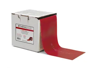 THERABAND Resistance Band 50 Yard Roll, Medium Red Non-Latex Professional Elastic Bands For Upper & Lower Body Exercise, Physical Therapy, Pilates, & Rehab, Dispenser Box, Level 3