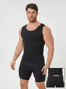 Men's Shapewear Jumpsuit, Abdominal Control Tight Fit, Breathable Comfort Back Waist Opening, Daily Running Exercise Wear