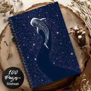 Starfish Whale Notebook, Deep Sea Healing Journal, A5 Coil Book, 100 Pages Preaching Notes, Ocean Theme Gift, Perfect for Note-Taking