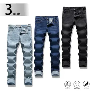 Clean Gent men’s slim-fit stretch jeans, washed vintage skinny jeans, designed specifically for men, stylish casual straight-leg jeans, denim fabric, cotton material, classic street style