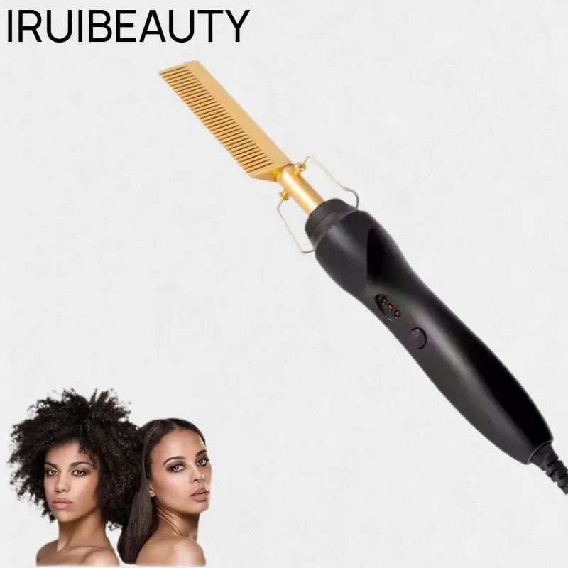 2-in-1 Electric Hot Comb, Hair Styling Beauty Products with 3 Adjustable Temp Settings & PTC Fast Heating, Professional Hair Tools for Home & Barber Shop Use, Adjust Temp., Dual Function, Handle, Smooth Styling Tool