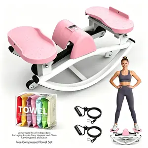 Smart Lateral Rocking Stair Stepper, Foldable Steel Frame Home Workout Machine with Resistance Bands, Anti-SlipAnti-and LCD Monitor. Compact design for full-body muscle training, maximum load 330LBS, ideal for home gym use.