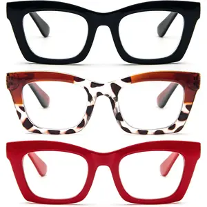 Oprah Style Reading Glasses for Women, Blue Light Blocking Cute Oversized Square Computer Readers Spring Hinge
