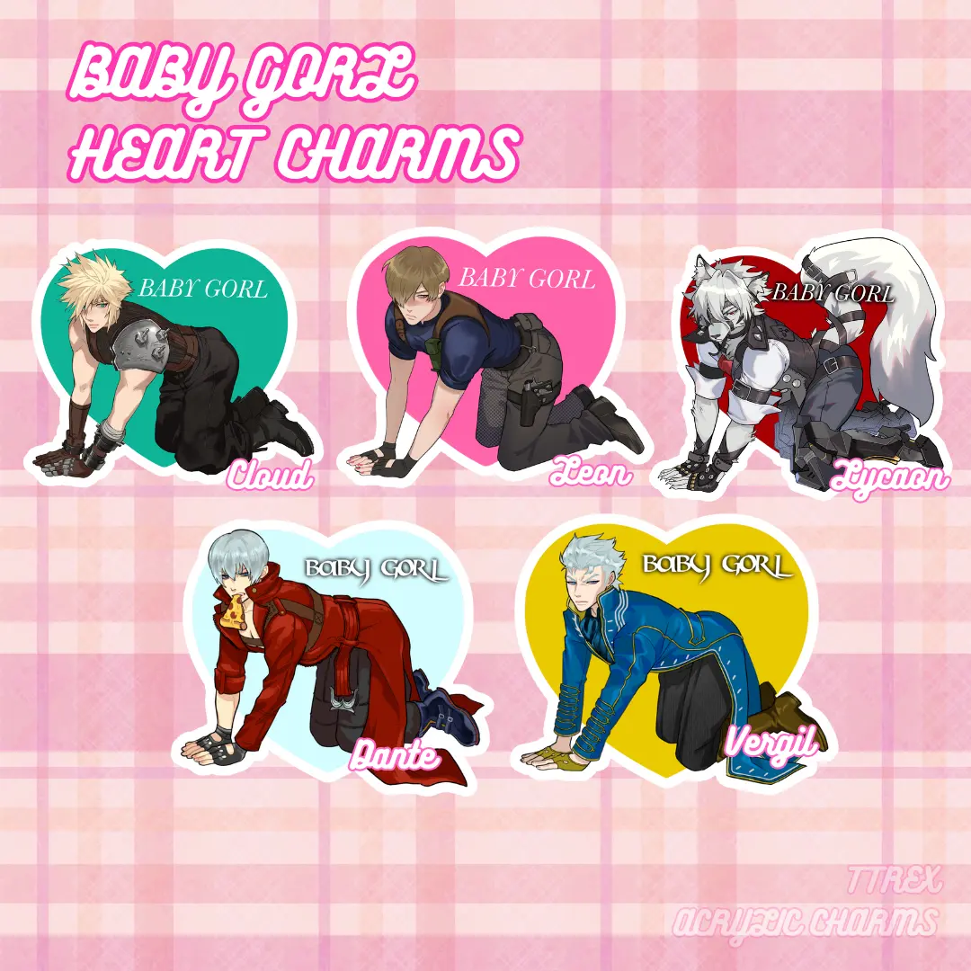 Baby Girl Acrylic Heart Keychain Game Character Charm - DMC, FF, RE, ZZZ