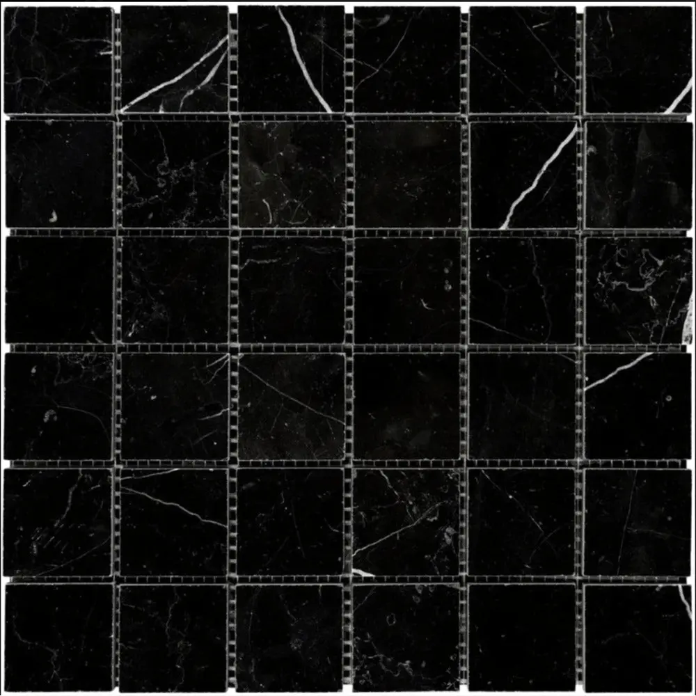 Nero Marquina 2x2 Polished/Honed Marble Mosaic