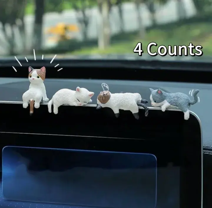 4PCS Cute Car Dashboard Decorations – Miniature Interior Figurines, Fun Car Ornaments & Decorative Accessories, Adorable Dashboard Trinkets for Auto Interior, Car Desktop Decor