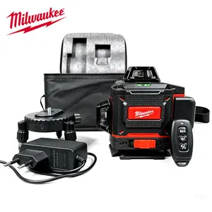 Milwaukee Green 360° 4D Level – 4 Beams 16 Lines 532nm Rechargeable Lithium Laser with Low Battery Flashing Warning for Construction/Tiling – Full Room Layout Tool Working Range 25M Diameter