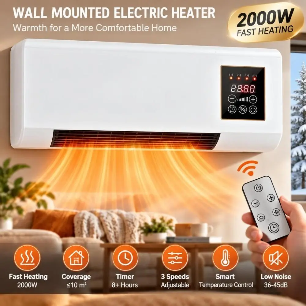 2-in-1 Portable Air Conditioner Heater, Cooling & Heating Fan, Wall Mounted AC Unit for Home, RV, Indoor Use