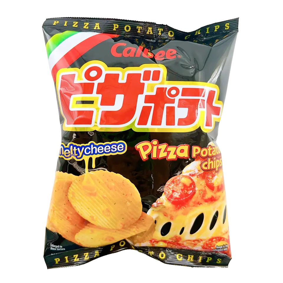 Calbee Pizza Potato Chips - Crunchy Savory Cheese Flavor Snacks, Cheese Blend Crisps, Dairy-Containing Ambient Temperature Storage Food