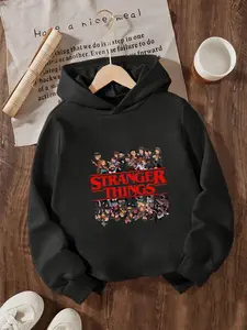 New Spring Autumn Children's Clothing, Boys Girls' Creative Hooded Sweatshirts, Casual Fashion Sweatshirt, Stranger Things Q Version Of All Characters Hoodie, American Street Style Printed Top, Casual Personalized Daily Wear, Gift Choice