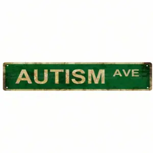 Autism Ave Embossed Novelty Street Sign Home Decor, Room Decor, Wall Decor, Bathroom Decor, Bar Decor, Cafe Decor, Garage Decor Decoration Print