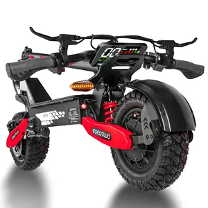 EOEOTWO Adult Electric Scooter - New Aluminum Alloy 6-Eye Light, Premium Handlebar, 25-40 Miles Range, 28 MPH Max Speed, 1200W Foldable, 11-inch Off-road Tires + Turn Signals + Dual Suspension & Brakes, 21cm High Chassis