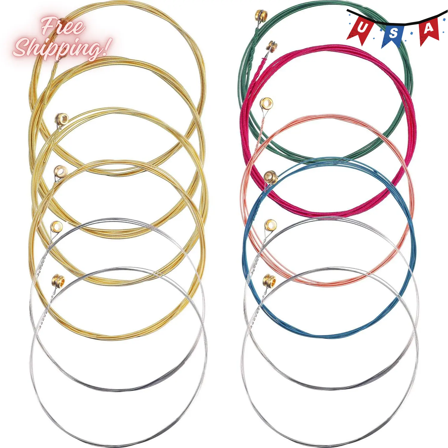 2 Sets of 6 Guitar Strings Replacement Steel String
