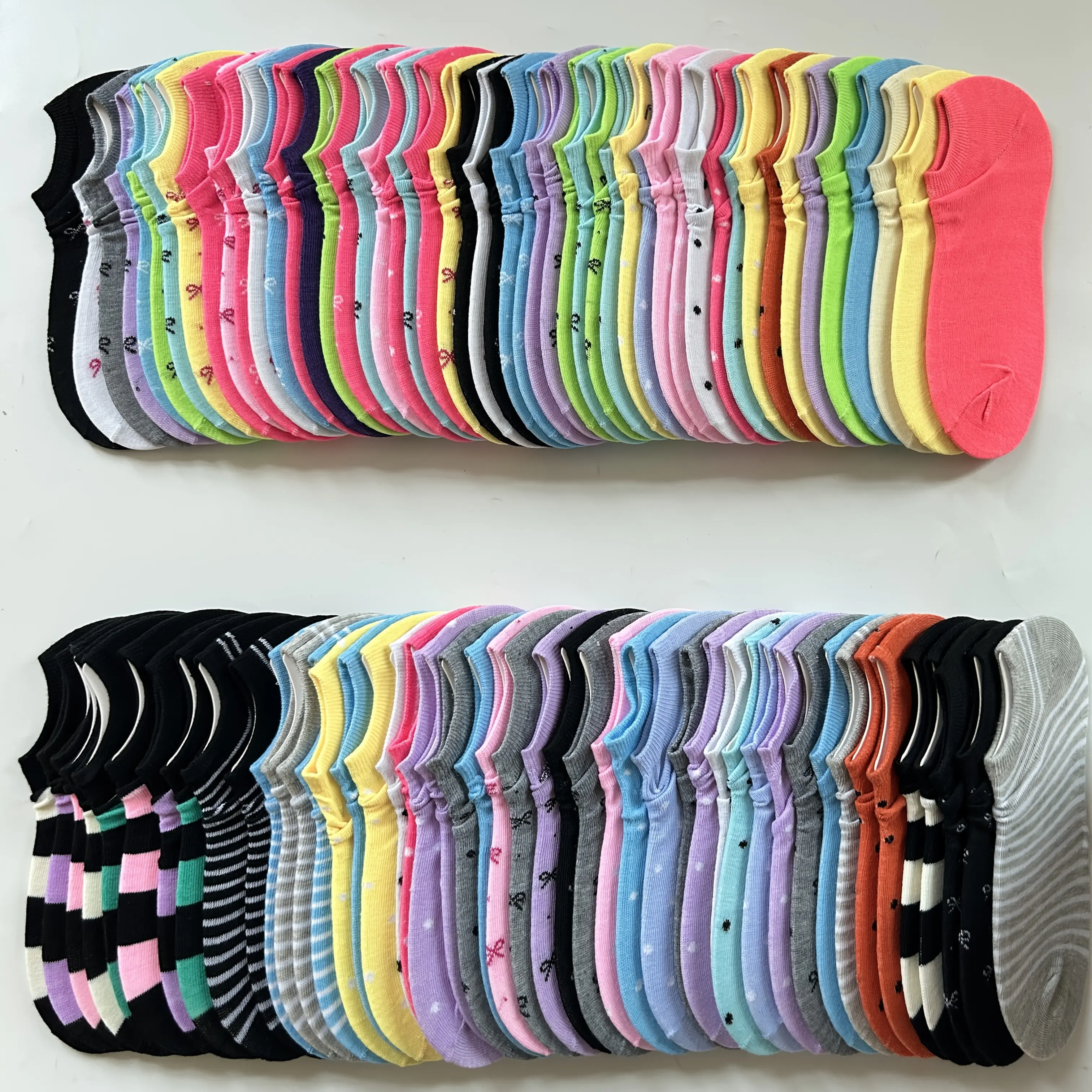 Cute Cartoon Animal & Polka Dot Cotton Sports Socks, Soft Breathable Elastic Ankle Socks for Casual Wear, Multicolor 10/20/40 Pairs, Elastic Socks, Multicolor Athletic Sock