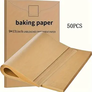 50pcs baking papers - Bakeware Baking Accessories 22.86 x 33.02 cm, suitable for half a baking tray, perfect for baking, cooking, grilling, air fryer and steaming - perfect for parties, parties, Thanksgiving, holiday gifts
