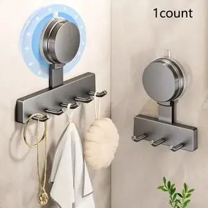 5 Hook Suction Cup Hooks, No Drilling, Wall Mounted Hook, Waterproof, Reusable, Bathroom Door Hanger, Kitchen Utensil Holder, Luxury Towel Rack