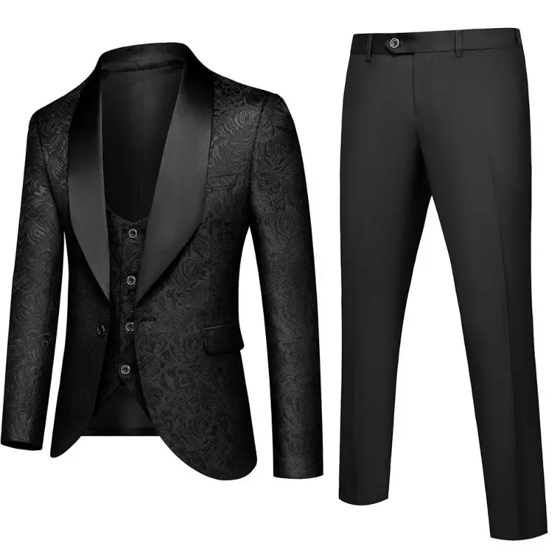 men s tuxedos European And American Jacquard Slim Three-piece Men's Suit Wedding Business Casual Dress