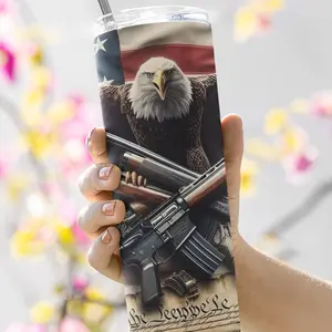 American Eagle & Freedom 20oz Stainless Steel Tumbler, Includes Lid and Straw