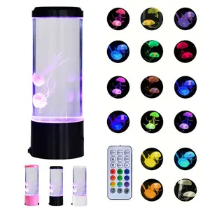 Round LED Jellyfish Lamp 16 LED Color with Remote Control USB/Battery Powered Mood Light for Home Decor Ideal Gift Fake Aquarium Light LED Circle Lights