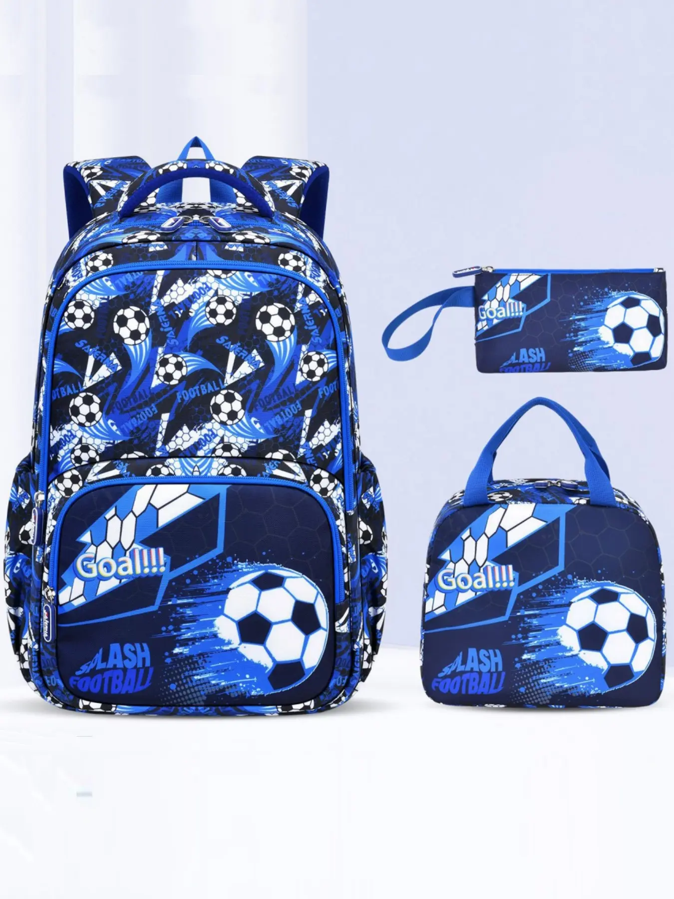 Personalized Football Multi Compartment Pattern Backpack Set for Boys and Girls, Youth Sports Backpack, Sports Theme School Backpacks with Lunch Bag, Ideal for Middle School Students