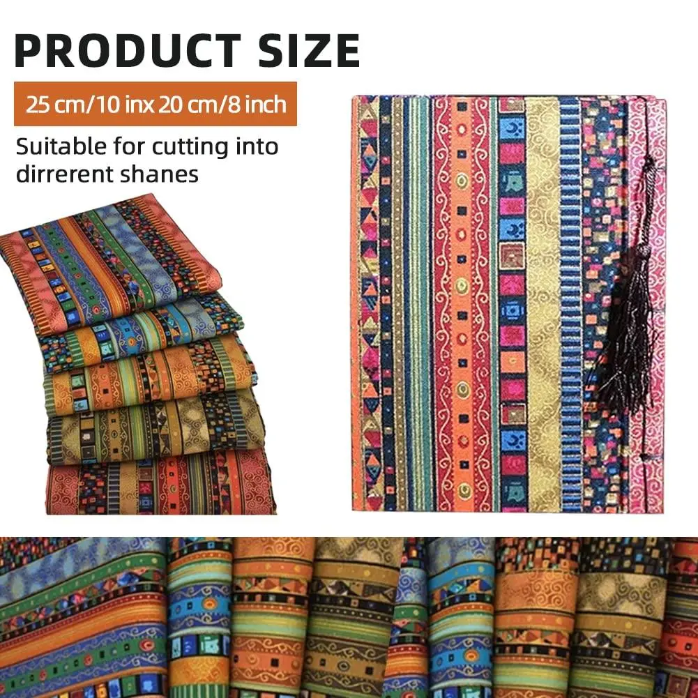 Set of 5 patchwork cotton fabrics – 25x20 cm, colorful printed fat quarters in ethnic designs – High quality & soft – Ideal for sewing, crafting, quilting & cushions – For DIY projects