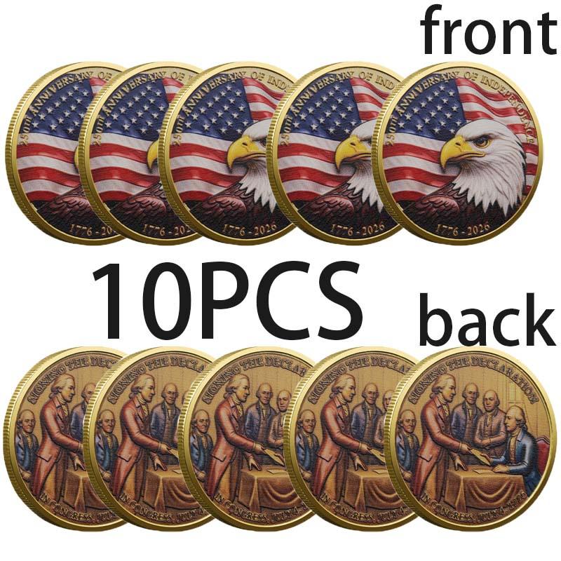 10pcs Comes with Individual Acrylic Round Case Packaging, 250th Anniversary of Independence Commemorative Coin from the USA