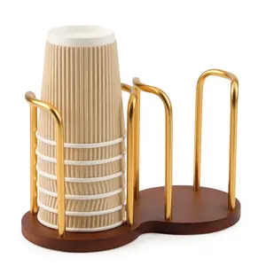 Wood Bathroom Cup Dispenser 3 oz-8 oz Disposable Paper & Plastic Bathroom Cup Holder - Mouthwash Cup Dispenser for Bathroom Countertop - Disposable Coffee Cup Dispenser for Kitchen, Coffee Station
