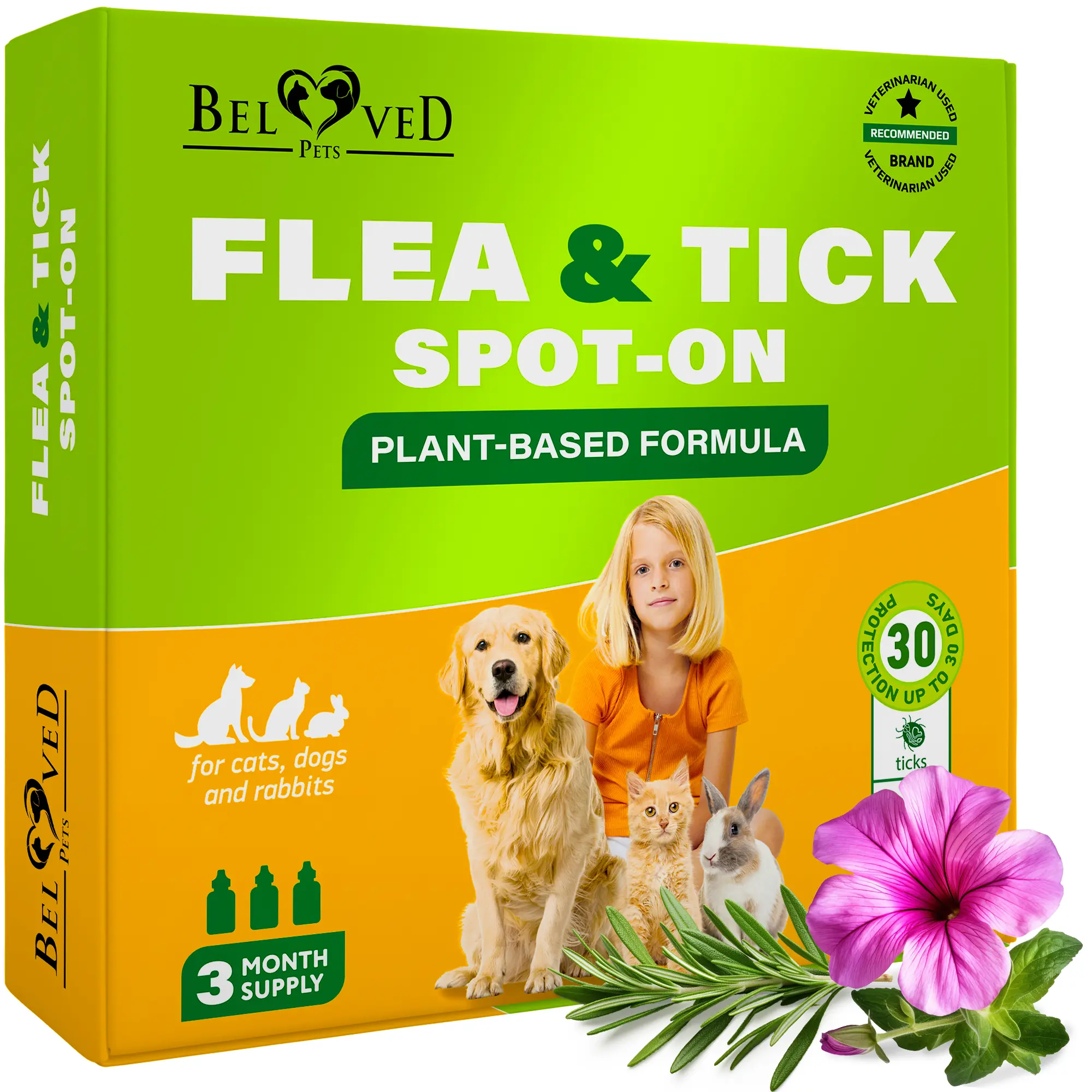 Flea and Tick spot on drops  for Small Dogs & Cats, Rabbits - Effective Support for Flea and Tick