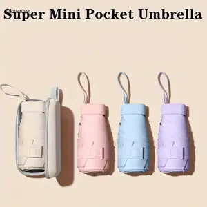 Super Mini Compact Pocket Umbrella, Lightweight Windproof UV Protection Sun & Rain Umbrella for Travel & Daily Use, Pastel Colors
