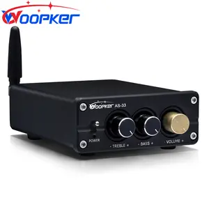 AS-33 TPA3116 Audio Amplifier Module, 100W x2 Bluetooth 5.0 2-Channel HiFi Mini Power Amplifier with Low Distortion, Bass Treble Control, RCA Input for Passive Speakers