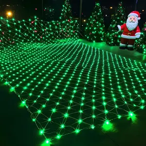 DAYBETTER 360 LED Outdoor Mesh Fishing Net Lights, Selectable Warm White & Green Colors, 8 Creative Lighting Modes, Brightening Up Your Fence, Outdoor Areas, Garden Lawns, and Shrubbery, Creating a Festive Atmosphere.
