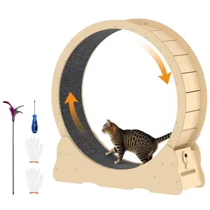 AECOJOY Cat Exercise Wheel for Indoor Cats, Large Quiet Cat Treadmill with Detachable Carpeted Runway & Lock,  Exercise Running Wheel for Pet’s Health and Entertainment