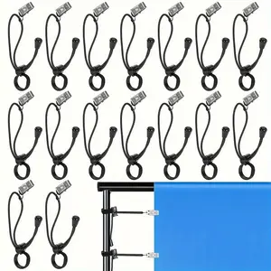 6pcs Photography Clips, Metal Spring Clamps with Stretchable Elastic Rope, for Photo Studio, Fine Mesh Fabric Backdrops, Background Supports, Stainless Steel