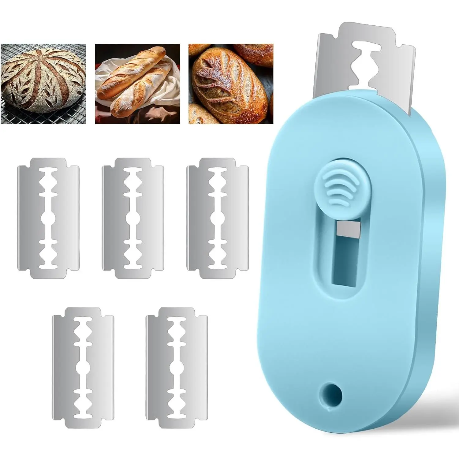 Bread Lame Dough Scoring Tool, Retractable  Bread Scoring Tool With 5 Bread Razors & Scoring Patterns Booklet, Professional Bread Baking Scorer for Sourdough Bread, Baguette, Rye Bread